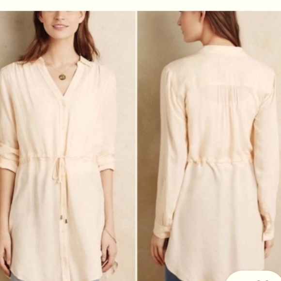 HD in Paris Tops - Anthropologie HD In Paris Carmina Tie-Waist Tunic Top - Cream - Size Medium